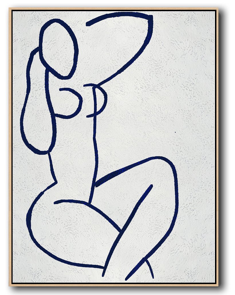 Buy Hand Painted Navy Blue Abstract Painting Nude Art Online - Art Prints Huge